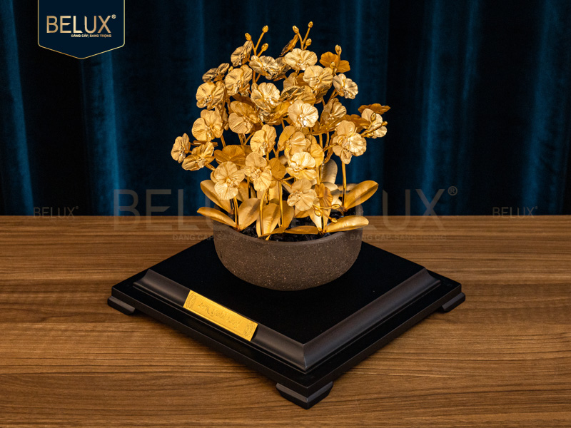 Chậu Lan Hồ Điệp 12 Cành Dát Vàng 24K